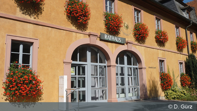 Eingangstür zum Sitzungssaal der Gemeinde im Rathaus