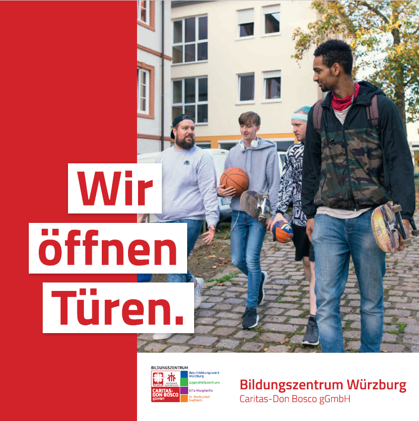 Wir öffnen Türen - Logo des Caritas/Don Bosco Bildungszentrums Würzburg